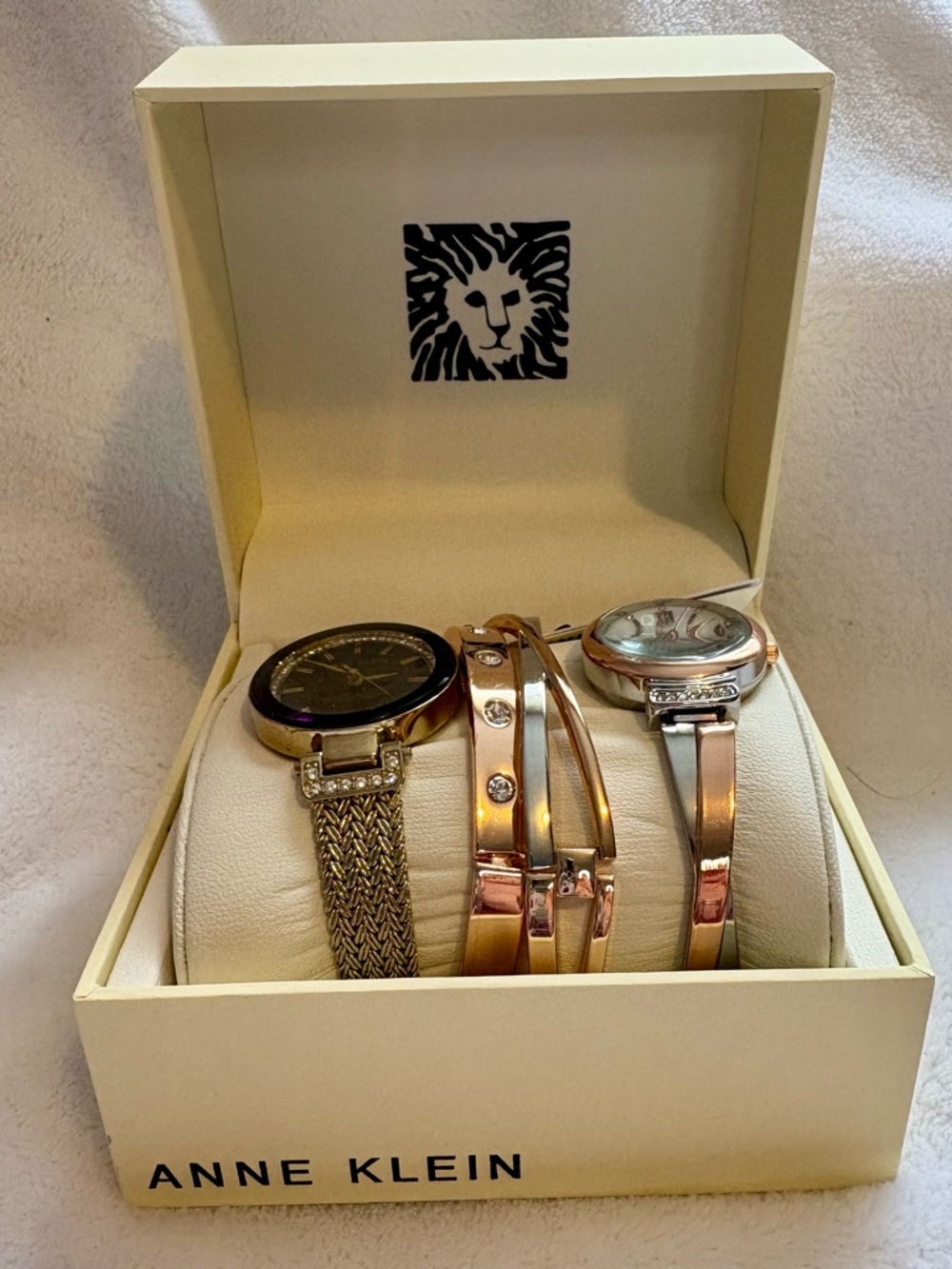 Anne Klein Two-Tone Rose Gold and Gold Watch & Bracelet Set - Picture 5 of 5
